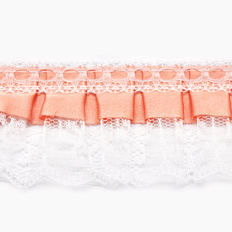 Satin Pleated Ruffle Lace Trim, 2-inch X 5 Yards - For Sewing, Lingerie, Costumes & Crafts
