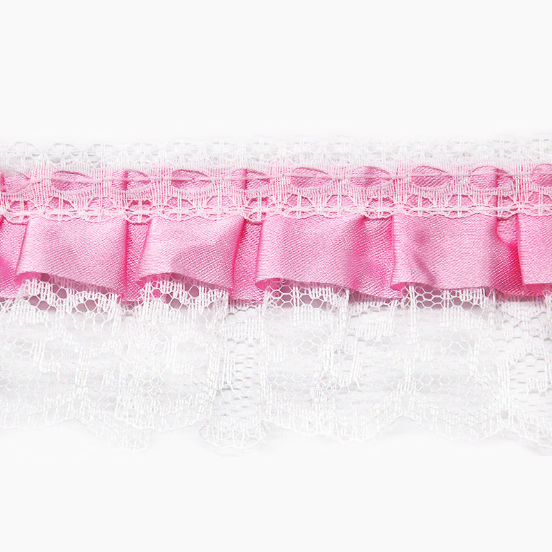 Satin Pleated Ruffle Lace Trim, 2-inch X 5 Yards - For Sewing, Lingerie, Costumes & Crafts