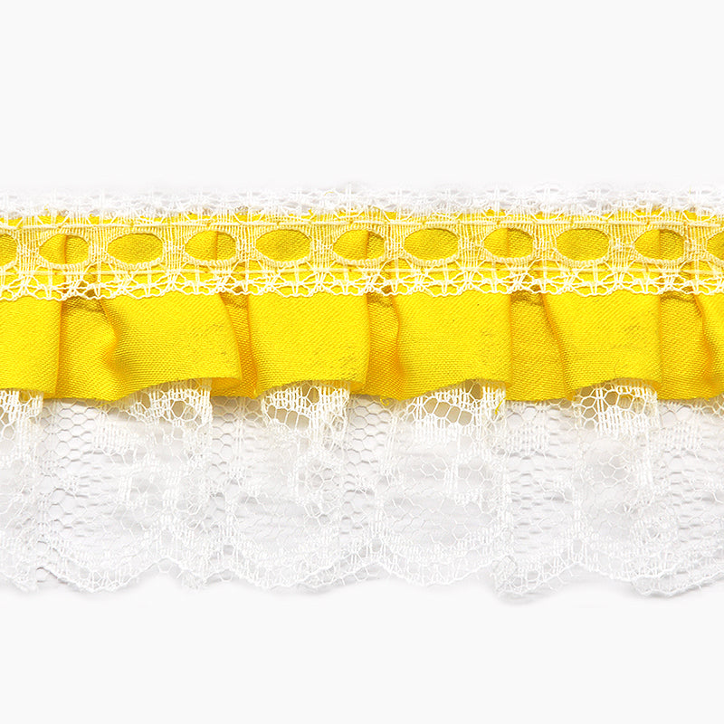 Satin Pleated Ruffle Lace Trim, 2-inch X 5 Yards - For Sewing, Lingerie, Costumes & Crafts