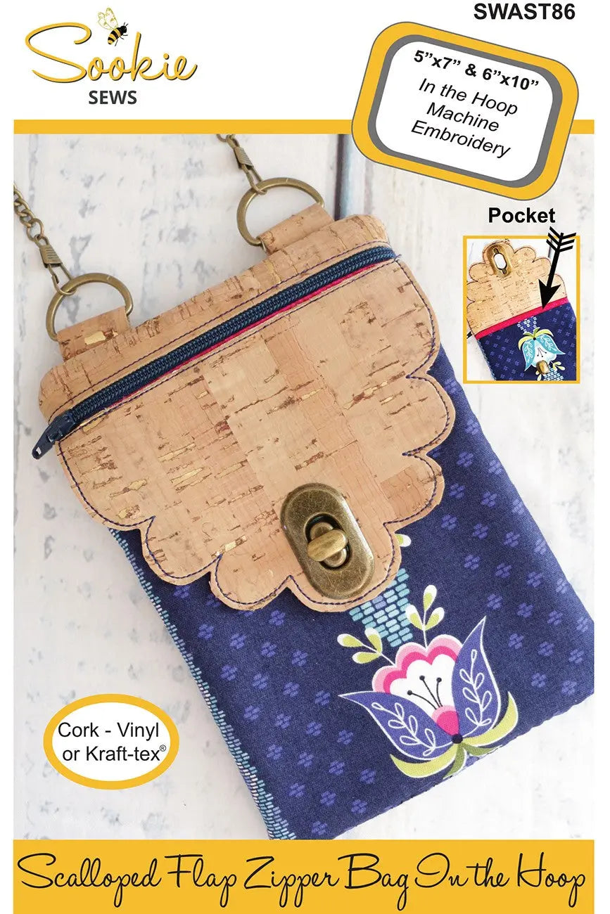 Scalloped Flap Cross Body Zipper Bag - ITH - Linda's Electric Quilters