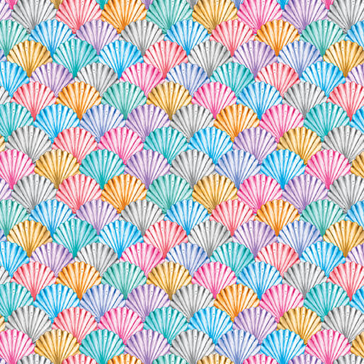 Scalloped Shells Multi Cotton 44"/45" Fabric Per Yard