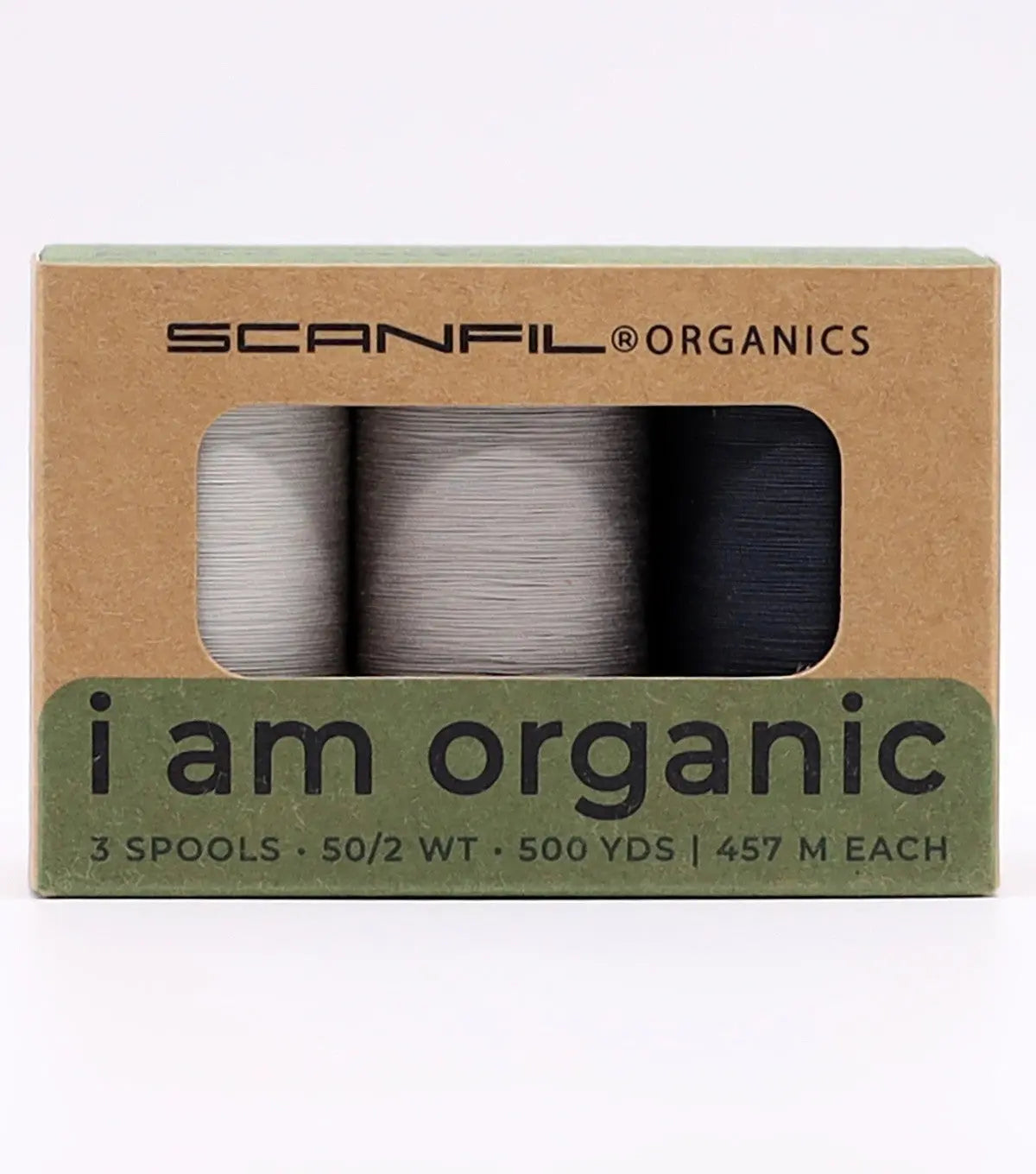 Scanfil Organic Cotton 50wt 3 Spool Thread Set Storm Greys - Linda's Electric Quilters