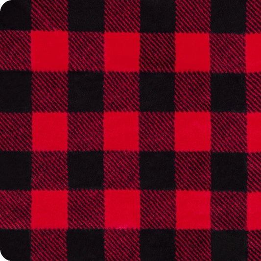 Scarlet/Black Luxe Cuddle Buffalo Check 58/60" Fabric Per Yard