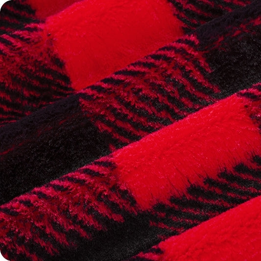 Scarlet/Black Luxe Cuddle Buffalo Check 58/60" Fabric Per Yard