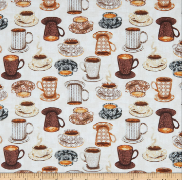 Mug Collection Cream novelty quilting fabric by Windham Fabrics