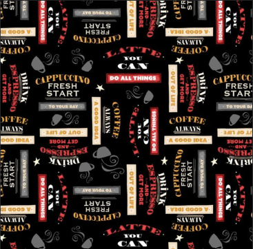 CA Word Toss Black novelty quilting fabric by Windham Fabrics