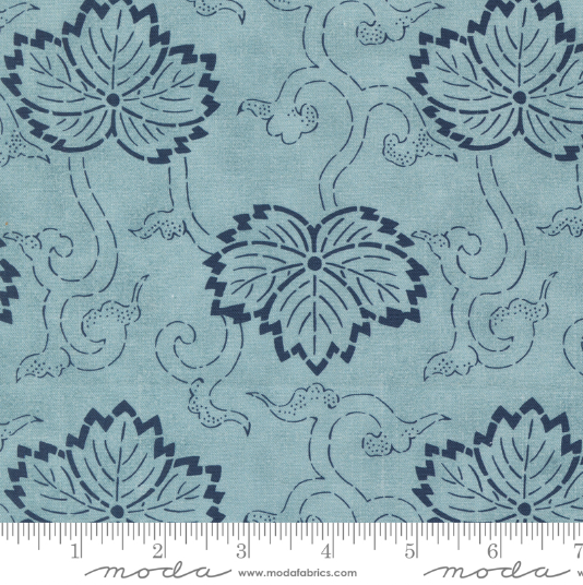 Water Hasu Leaves Indigo Blooming quilting fabric by Debbie Maddy for Moda