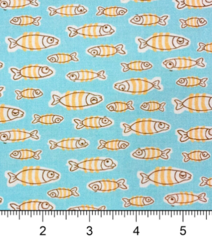 Aqua Schooling Make a Splash fish novelty quilting fabric by Lisa Glanz for Michael Miller
