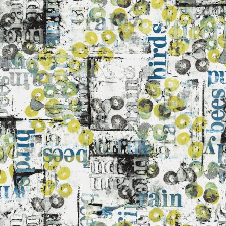 Wordplay in the Summer Pollinator novelty quilting fabric by Leslie Tucker Jenison for RJR Fabrics