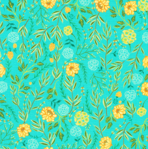 Aqua Vines Faraway Florals quilting fabric by Robert Kaufman