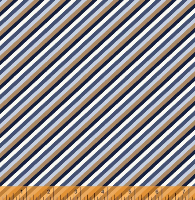 Navy Bias Stripes Discover quilting fabric by Windham Fabrics