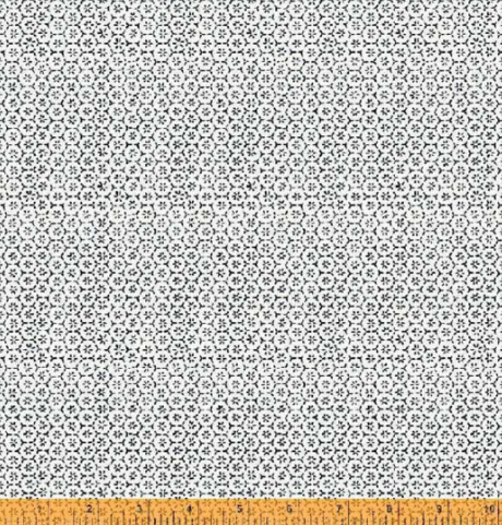 Ivory Stitched Hexie Indigo Stitches geometric quilting fabric by Whistler Studios for Windham Fabrics
