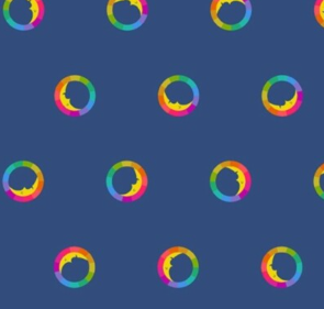 Between rainbow rings dark blue geometric quilting fabric by Alison Glass for Andover Fabrics