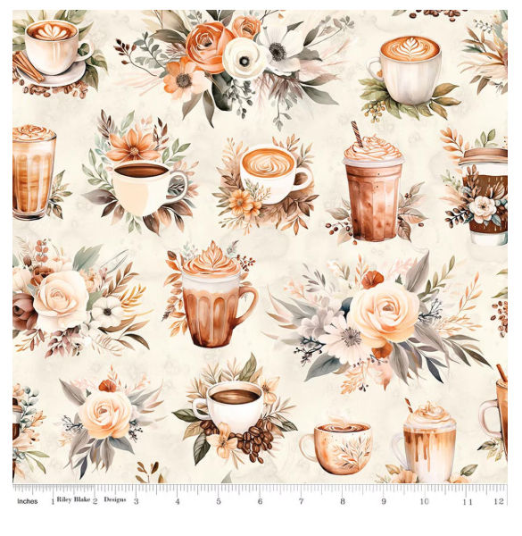 Coffee Time Main Cream novelty quilting fabric by Riley Blake