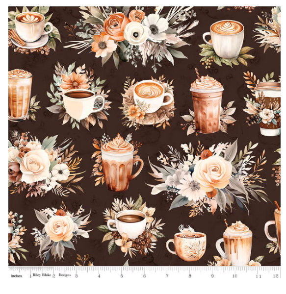 Coffee Time Main Brown novelty quilting fabric by Riley Blake