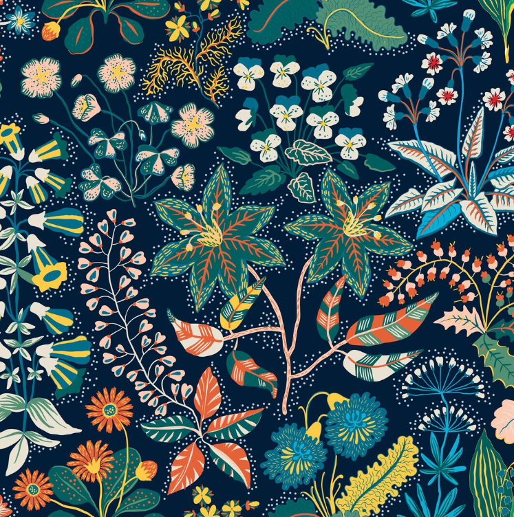 Whimsy Dark Blue blender quilting fabric by In The Beginning Fabrics