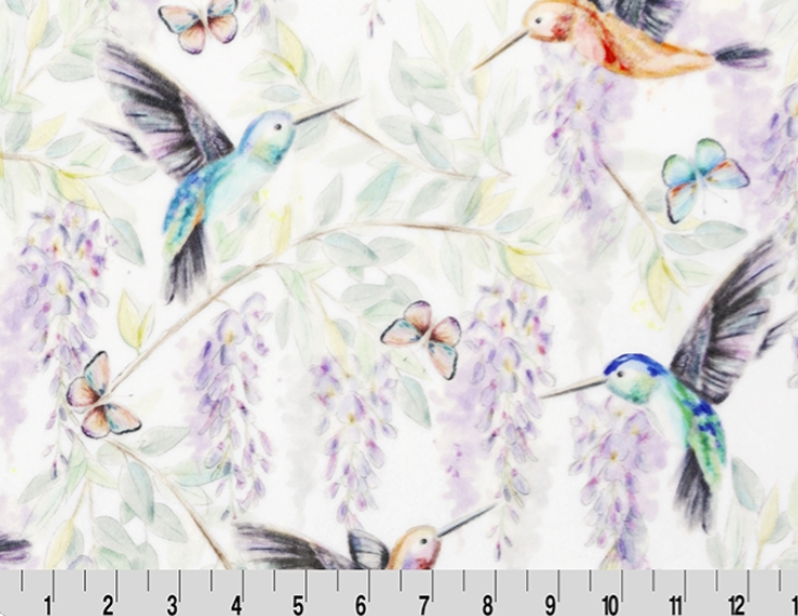 Hummingbird Multi Digital Cuddle minky fabric by Shannon
