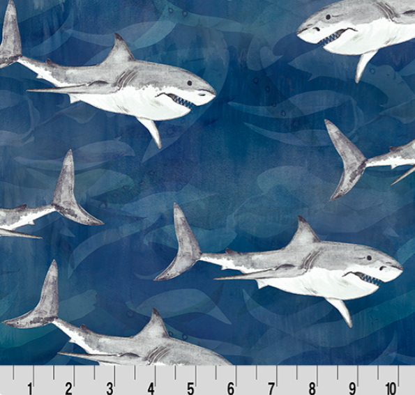 Deep Dive Navy Digital Cuddle minky fabric by Shannon
