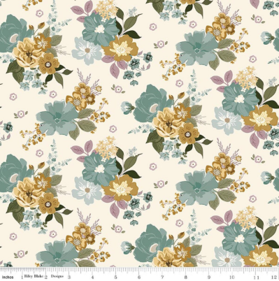 Renew Main Latte floral quilting fabric by Riley Blake