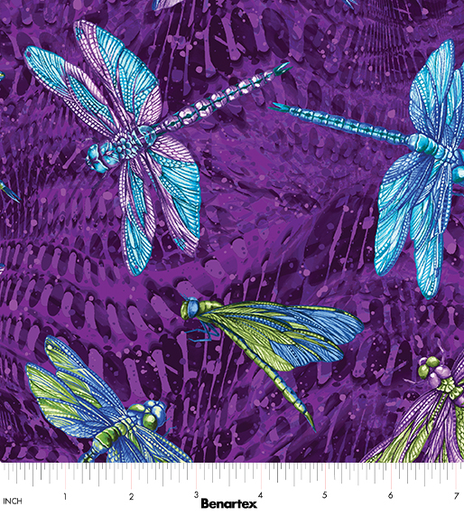 Dragonfly Wonder Large Dragonfly Purple Multi novelty quilting fabric by Benartex