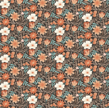 Perfect Blend Digital Floral Brown quilting fabric by Clothworks