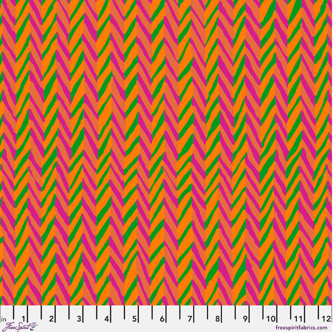 Herringbone Stripe Orange quilting fabric by Kaffe Fassett for Free Spirit
