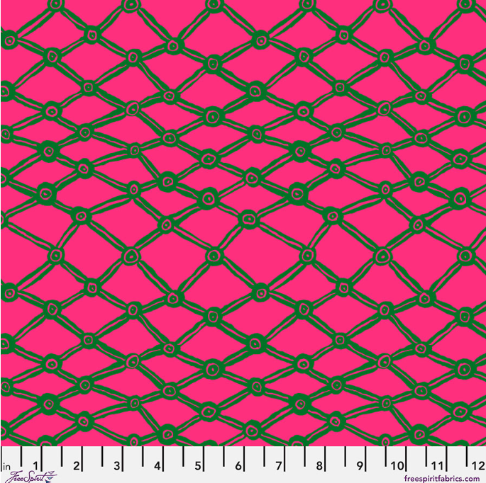 Nets Pink geometric quilting fabric by Kaffe Fassett for Free Spirit