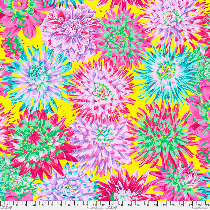 Cactus Dahlia Spring floral quilting fabric by Kaffe Fassett for Free Spirit