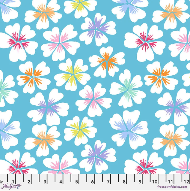 Petals Sky floral quilting fabric by Kaffe Fassett for Free Spirit