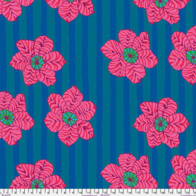 Zebra Lily Blue floral quilting fabric by Kaffe Fassett for Free Spirit