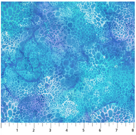 Coral Reef Bubbles Blue quilting fabric by Northcott