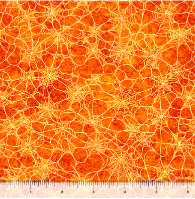 Witchypoo Spiderwebs Orange Halloween quilting fabric by Quilting Treasures