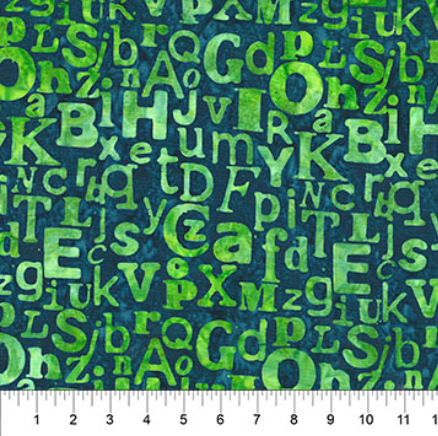Abstraction Alpha Denim batik quilting fabric by Northcott