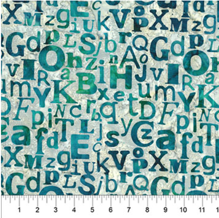 Abstraction Alpha Teal batik quilting fabric by Northcott
