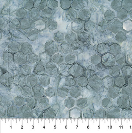 Abstraction Hexies Charcoal batik quilting fabric by Northcott