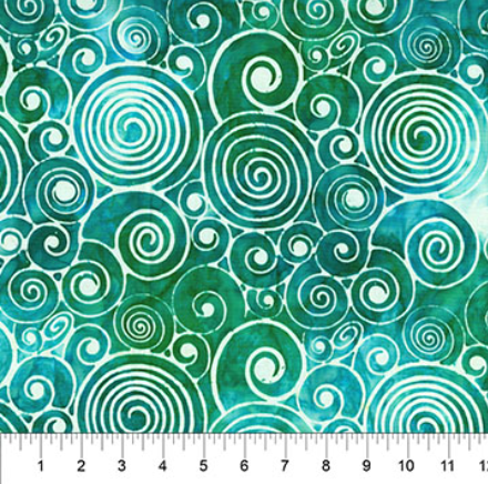 Abstraction Swirls Turquoise batik quilting fabric by Northcott