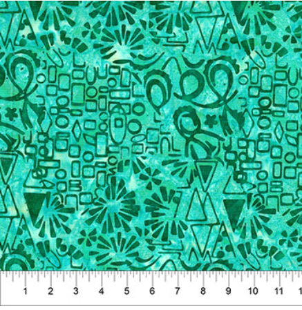 Abstraction Collage Abstract Turquoise batik quilting fabric by Northcott