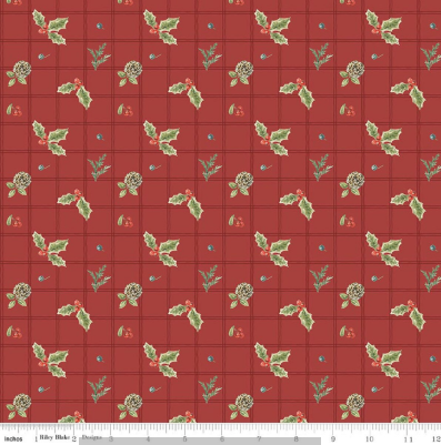 Holiday Spirit Holly Red quilting fabric by Riley Blake