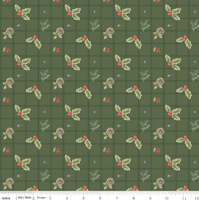 Holiday Spirit Holly Green quilting fabric by Riley Blake