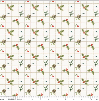 Holiday Spirit Holly Cream quilting fabric by Riley Blake