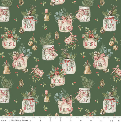 Holiday Spirit Main Green quilting fabric by Riley Blake