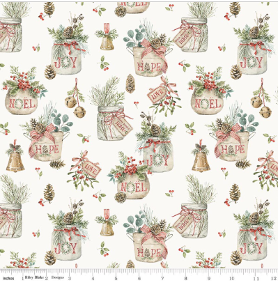 Holiday Spirit Main Cream quilting fabric by Riley Blake