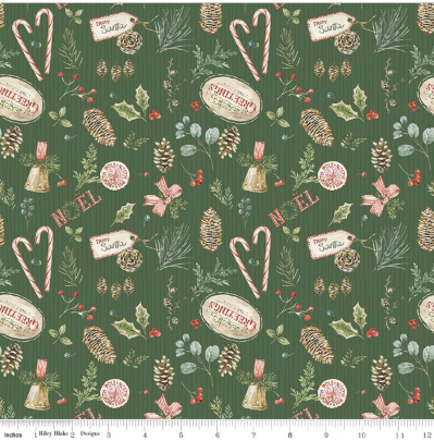Holiday Spirit Christmas Toss Green quilting fabric by Riley Blake