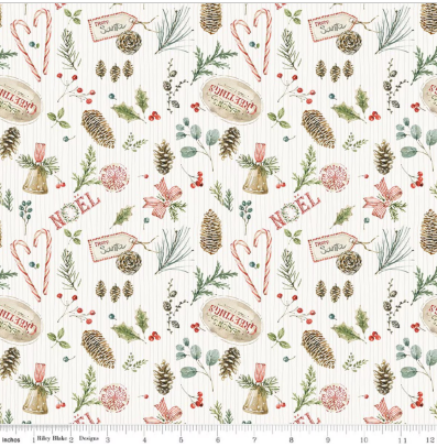 Holiday Spirit Christmas Toss Cream quilting fabric by Riley Blake