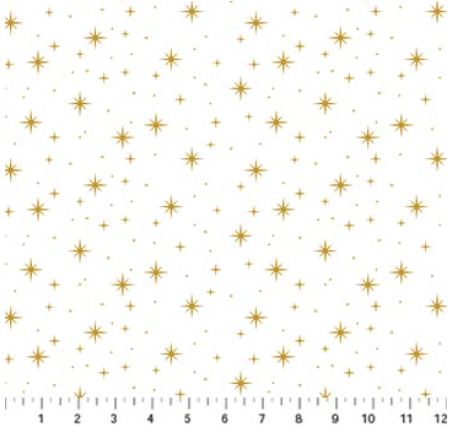 O Christmas Tree Shimmer Stars White metallic quilting fabric by Northcott