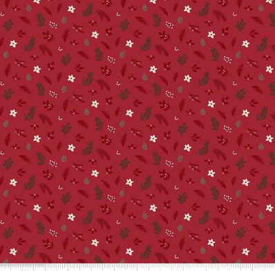 Christmas Time Foliage Red quilting fabric by Riley Blake