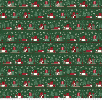 Christmas Time Sleds Forest quilting fabric by Riley Blake