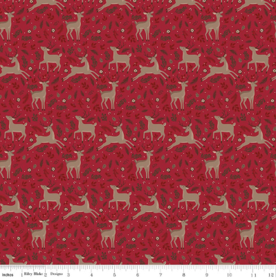 Christmas Time Deer Red quilting fabric by Riley Blake