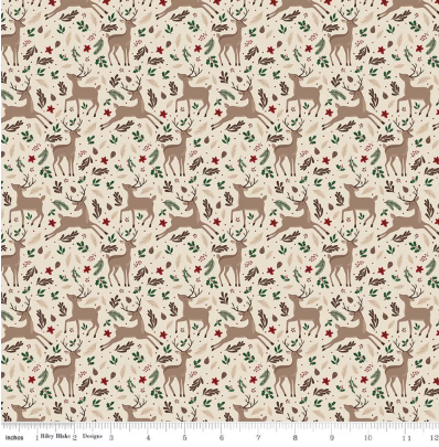 Christmas Time Deer Linen quilting fabric by Riley Blake