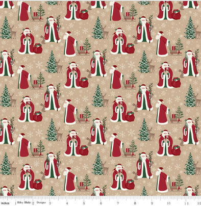 Christmas Time Main Tan quilting fabric by Riley Blake